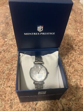 Montres Prestige Silver Stainless Steel Women's Bracelet Watch